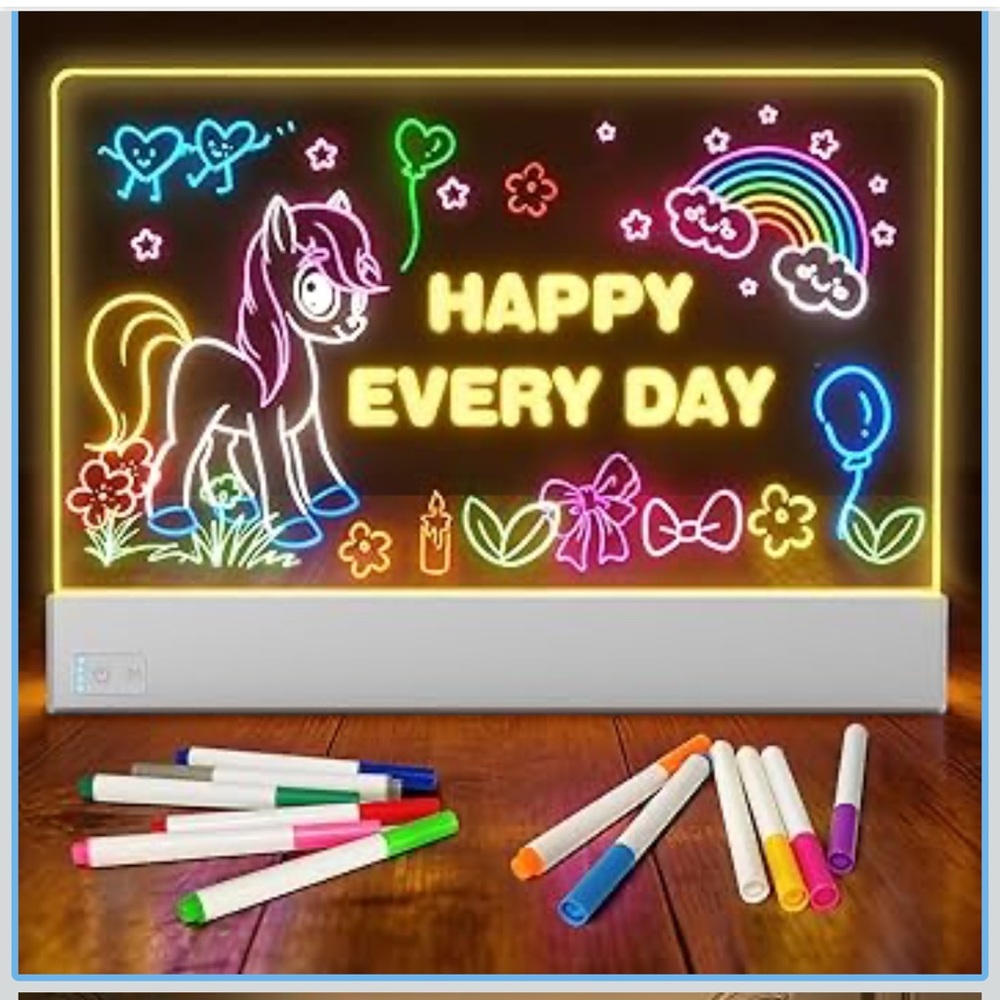 LED Drawing Board with Neon Markers 13.7”*10” lumiboard LED drawing board